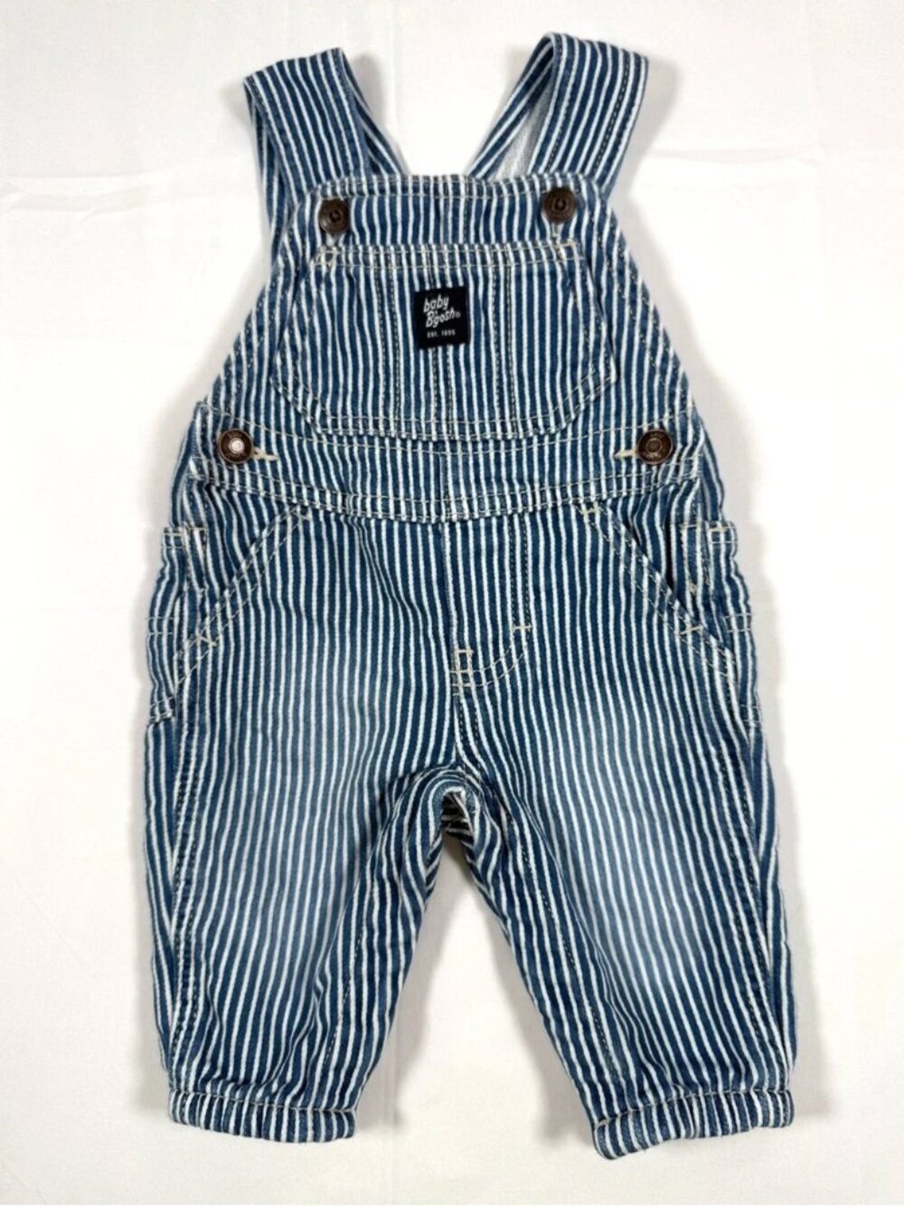 OSHKOSH B’GOSH Baby Boys Engineer Stripe Vestbak Overalls 3M
